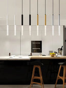 Modern black & gold cylinder pendant lights for kitchen island