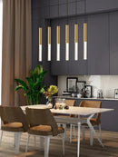 Modern black & gold cylinder pendant lights for kitchen island