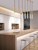Modern black & gold cylinder pendant lights for kitchen island