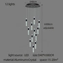 Modern black & gold cylindrical crystal chandelier living room light