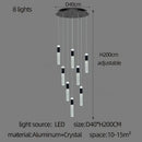 Modern black & gold cylindrical crystal chandelier living room light