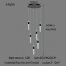Modern black & gold cylindrical crystal chandelier living room light