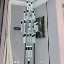 Modern black & gold cylindrical crystal chandelier living room light