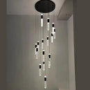 Modern black & gold cylindrical crystal chandelier living room light
