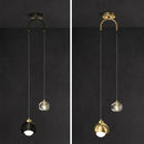 Modern black & gold decorbites crystal round chandelier bedroom light