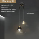 Modern black & gold decorbites crystal round chandelier bedroom light