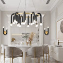 Modern black & gold dimmable led chandelier living room tube light