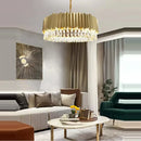 Modern black & gold dimmable led round ceiling chandeliers dining room