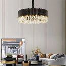 Modern black & gold dimmable led round ceiling chandeliers dining room