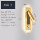 Modern black & gold dimmable led wall sconce bedroom reading light