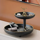 Modern black & gold double layer coffee table tray living room storage