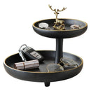 Modern black & gold double layer coffee table tray living room storage
