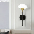 Modern black & gold fan wall mount light bedroom sconce