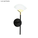 Modern black & gold fan wall mount light bedroom sconce