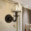 Modern black & gold finish crystal wall sconce for living room