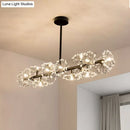 Modern black & gold floral crystal ceiling light dining room