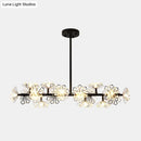 Modern black & gold floral crystal ceiling light dining room