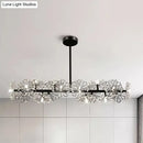 Modern black & gold floral crystal ceiling light dining room