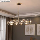 Modern black & gold floral crystal ceiling light dining room