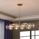 Modern black & gold floral crystal ceiling light dining room