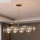 Modern black & gold floral crystal ceiling light dining room