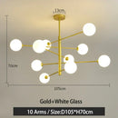 Modern black & gold g9 led chandelier six globe living room light