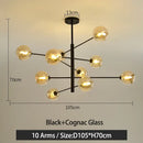 Modern black & gold g9 led chandelier six globe living room light
