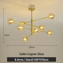 Modern black & gold g9 led chandelier six globe living room light