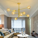 Modern black & gold g9 led chandelier six globe living room light