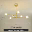 Modern black & gold g9 led chandelier six globe living room light