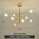 Modern black & gold g9 led chandelier six globe living room light