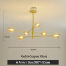 Modern black & gold g9 led chandelier six globe living room light