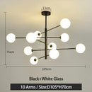 Modern black & gold g9 led chandelier six globe living room light