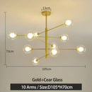 Modern black & gold g9 led chandelier six globe living room light