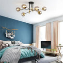 Modern black & gold glass ball led chandelier for living room