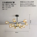 Modern black & gold glass ball led chandelier living room light