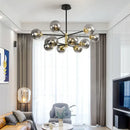 Modern black & gold glass ball led chandelier living room light