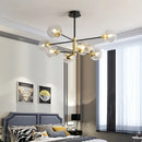 Modern black & gold glass ball led chandelier living room light