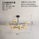 Modern black & gold glass ball led chandelier living room light