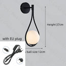 Modern black & gold glass ball led wall lamp bedroom sconce