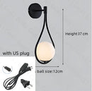 Modern black & gold glass ball led wall lamp bedroom sconce