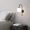 Modern black & gold glass ball led wall light bedroom sconce