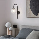 Modern black & gold glass ball led wall light bedroom sconce
