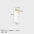 Modern black & gold glass bedside led wall lamp bedroom sconce