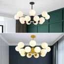Modern black & gold glass globe pendant light for living room