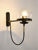 Modern black & gold glass globe wall sconce – bedroom lamp