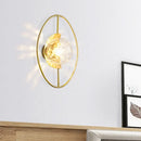Modern black & gold glass orb wall lamp bedroom fixture