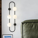 Modern black & gold globe wall sconce bedroom white glass light