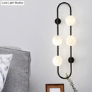 Modern black & gold globe wall sconce bedroom white glass light