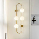 Modern black & gold globe wall sconce bedroom white glass light